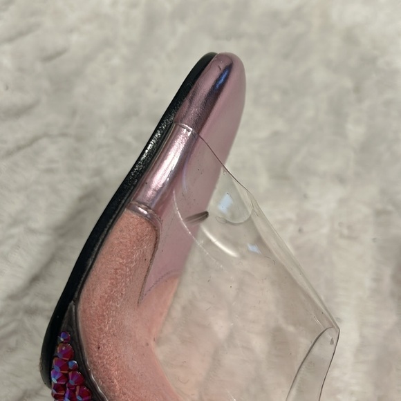 FABULICIOUS DOLLS KILL PINK GALA RHINESTONE CLEAR Cinderella HEELS size 6 - Picture 4 of 10